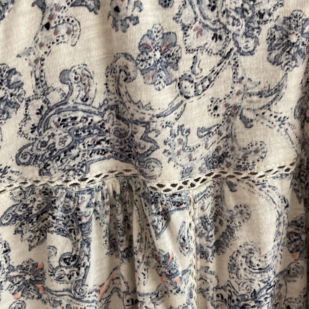 Lucky Brand Long Sleeve Printed Boho Peasant Blouse Size L - Picture 9 of 13